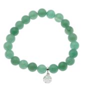 Bransoletka 19 cm - Awenturyn kulki i srebrna młotkowana blaszka