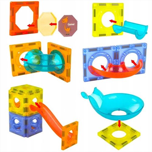 KLOCKI MAGNETYCZNE KONSTRUKCYJNE LABIRYNT UKŁADANKA ŚWIECĄCY TOR 75 el na Arena.pl