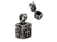 ELEGANCKIK OKSYDOWANY SREBRNY OTWIERANY WISIOR SEKRETNIK SKRZYNKA KOSTKA