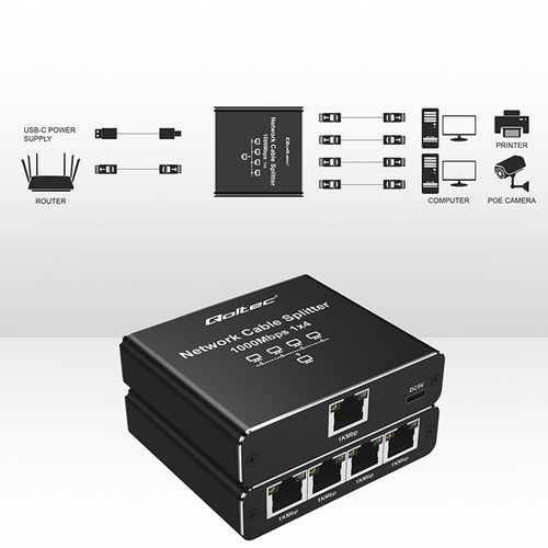 Qoltec Splitter Ethernet 1x4 RJ45 1000Mb/s USB-C na Arena.pl