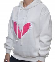 Damska bluza dresowa z kapturem serce uni biała