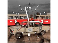 30X30CM ZEGAR DUŻY FIAT OBRAZ DREWNO