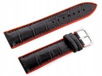 Pasek gumowy do zegarka U18 - czarny/czerwony 22mm