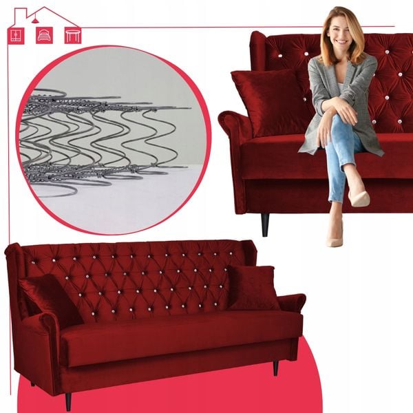 Zestaw mebli wypoczynkowych do salonu sofa 2 fotele CZERWONY Family Meble zdjęcie 16