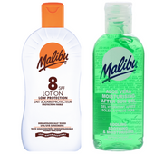 Malibu Wodoodporny Balsam SPF8 100ml + Aloe Po Opalaniu 100ml