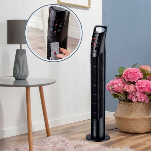 Wentylator Wiatrak Kolumnowy Obrotowy + PILOT Revento Zephyr Black Czarny na Arena.pl