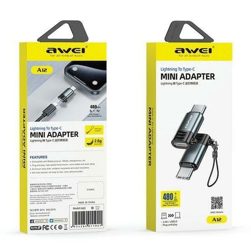 awei adapter a12 lightning/usb-c szare   /grey na Arena.pl