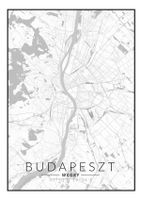Budapeszt mapa czarno biała - plakat 20x30 cm