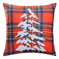 Poszewka dekoracyjna z haftem PNCH-09 45x45 czerwona kratka choinka