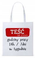 Dla Teścia Taty Prezent Torba Eco Biała Shopper Z Nadrukiem Ze Zdjęciem