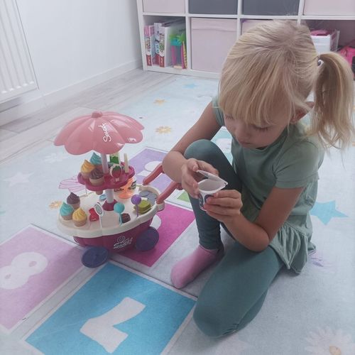 Cukiernia Lodziarnia Sklep Wózek na Kółkach Dźwięk Lody Zestaw + Akcesoria na Arena.pl