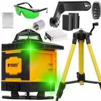 POZIOMICA LASEROWA LASER KRZYŻOWY SAMOPOZIOMUJĄCA STATYW 360 LCD 16 LINI
