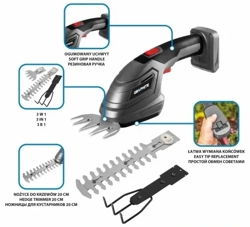 GRAPHITE TRYMER NOŻYCE DO ŻYWOPŁOTU 3w1 E+ 58GE119 zdjęcie 10