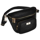 czarna saszetka damska ze skóry ekologicznej zawieszona