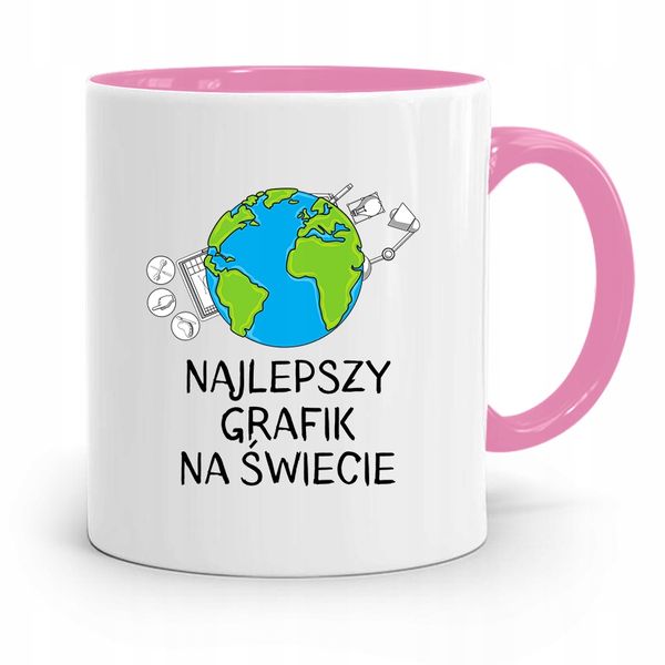 Kubek Różowy Dla Najlepszego Grafika Na Świecie! Z Nadrukiem Ze Zdjęciem zdjęcie 1