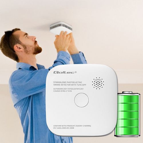 Qoltec Czujnik Dymu Wi-Fi LED 85dB Tuya 10 lat CE na Arena.pl
