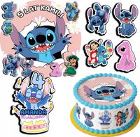 ZESTAW OPŁATEK NA TORT 20CM + 17 POSTACI - STICH STICZ + IMIĘ 15CM 18CM