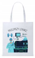 Dla Doktora Lekarza Torba Eco Biała Shopper Z Nadrukiem Ze Zdjęciem