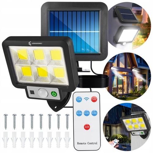 LAMPA SOLARNA LED DO OGRODU GARAŻU Z CZUJNIKIEM ZMIERZCHU RUCHU + PILOT na Arena.pl