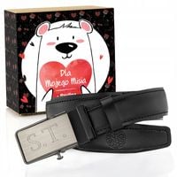 Skórzany CZARNY PASEK BETLEWSKI NADRUK PREZENT dla mężczyzny