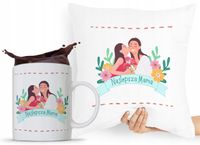 Zestaw Poduszka + Kubek Dzień Mamy Matki Prezent Z Nadrukiem Ze Zdjęciem