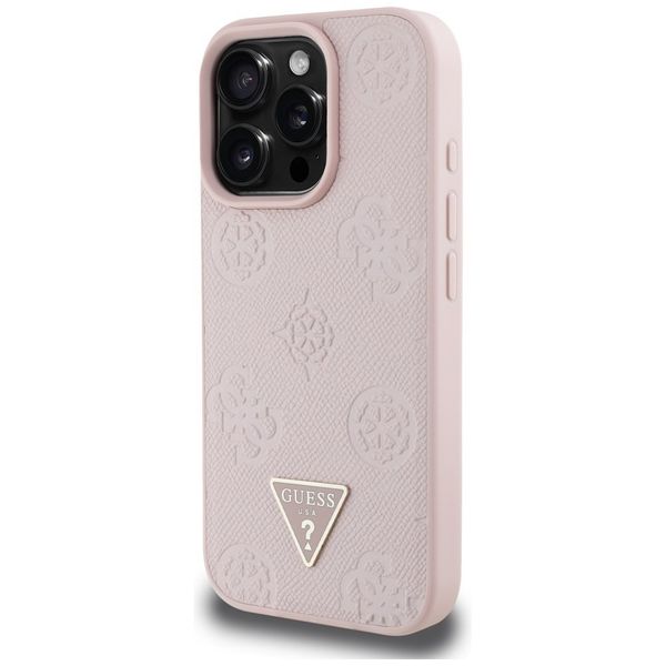 Etui Guess Grained Hot Stamp Peony Triangle Logo MagSafe do iPhone 16 Pro zdjęcie 2
