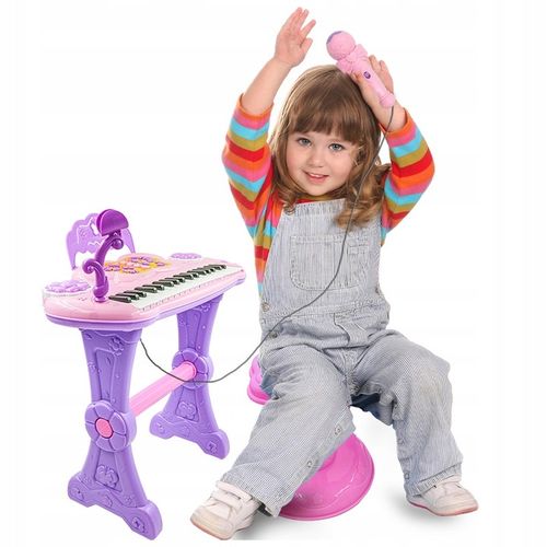 DUŻE PIANINO ORGANY KEYBOARD DLA DZIECI KRZESEŁKO MIKROFON NAGRYWANIE 37KL na Arena.pl