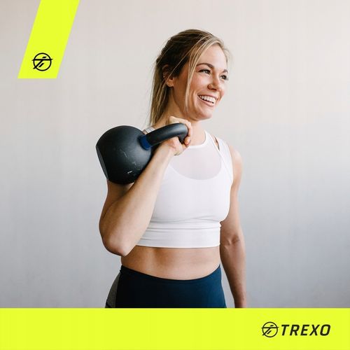 Kettlebell TREXO VKB12 12 kg Oznaczenie wagi Żeliwny Okrągły szeroki uchwyt na Arena.pl