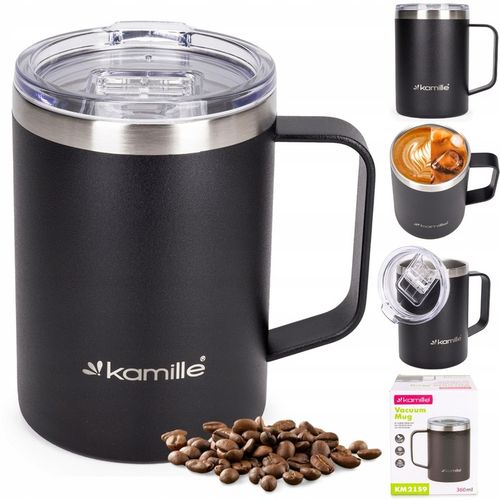 KUBEK TERMICZNY stalowy TERMOS do kawy herbaty z uchwytem KAMILLE 360ml na Arena.pl