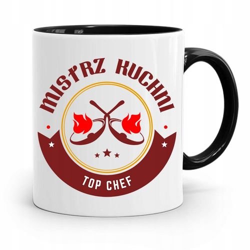 Kubek Czarny Dla Kucharza Mistrz Kuchni Top Chef Z Nadrukiem Ze Zdjęciem na Arena.pl