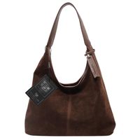 Torebka Damska Zamszowa BAD&BAGS Na Ramię Torba Pojemna Elegancka Brązowa