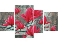 120CM 70 OBRAZ 4 ELEM FUKSJOWA MAGNOLIA ŚCIENNY