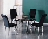 Stół srebrny okrągły Glamour Nowojorski Milagros z czarną szybą 120x120x75