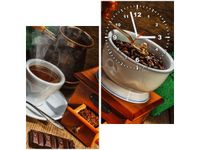 60X60CM ZEGAR KAWA NATURALNA OBRAZ DREWNO ŚCIAN KWADRAT