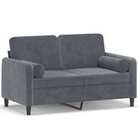2-osobowa sofa z poduszkami, ciemnoszara, 120 cm, aksamit