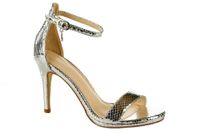 Sandały na szpilce 9,5 cm. pasek srebrne Rozmiar obuwia - 41