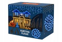Kurtyna Świetlna LED 240 Sople Niebieskie Flash Zewnętrzna IP44 15,6 m
