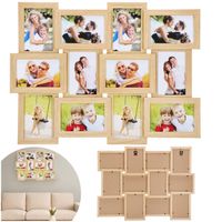 Ramka na zdjęcia 12 zdjęć drewniana multiramka, brązowa