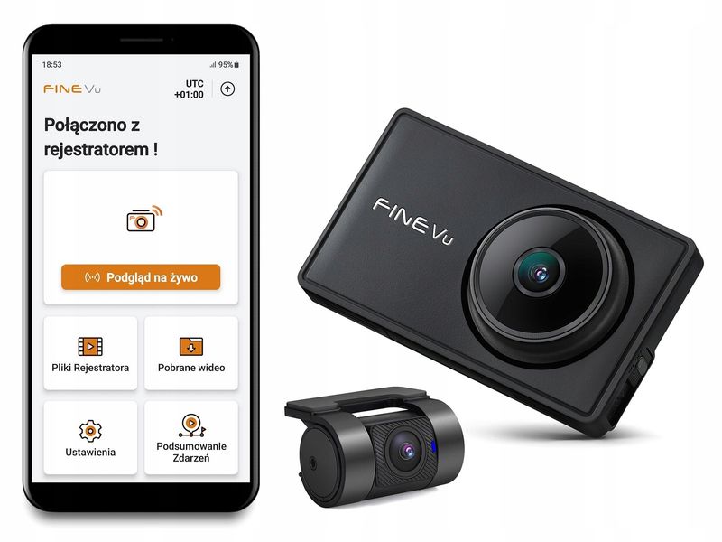 Rejestrator FineVu WiFi 32GB QHD FHD wyświetlacz LCD 3.5 GPS RADARY zdjęcie 2