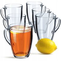 SZKLANKI DO HERBATY KAWY 350ml SOKU SZKLANKA ZESTAW KUBKI Z UCHEM 6 szt