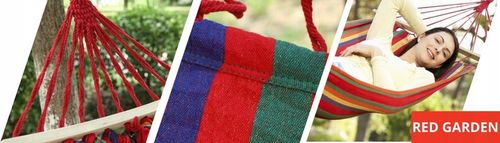 HAMAK OGRODOWY ze stelażem dwuosobowy brazylijski DUŻY RED GARDEN ZESTAW na Arena.pl