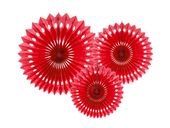 Rozety dekoracyjne z bibuły czerwony, 20-30 cm 3 szt.