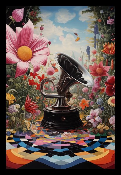 Plakat 20x30cm Gramofon w Kwiatach zdjęcie 2