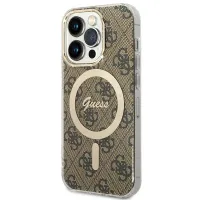 etui guess iml 4g magsafe na iphone 15 pro - brązowe