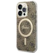 etui guess iml 4g magsafe na iphone 15 pro - brązowe