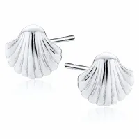 DELIKATNE RODOWANE SREBRNE KOLCZYKI WKRĘTKI MUSZLE MUSZELKI SHELL