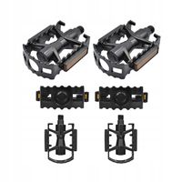 Pedały rowerowe aluminiowe do roweru mtb czarne z odblaskami nowe mocne