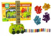 Autko Zielony Dinozaur na Baterie Układające Kolorowe Domino 4 Kolory