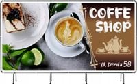 BANER REKLAMOWY 200x100 cm plandeka duży wybór wzorów COFFE SHOP KAWA