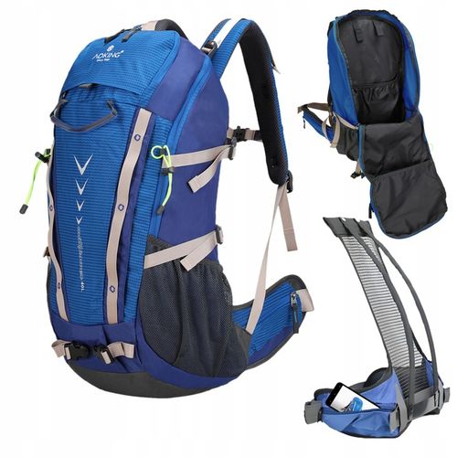 Plecak turystyczny 40l AOKING, niebieski, z miejscem na bukłak na Arena.pl